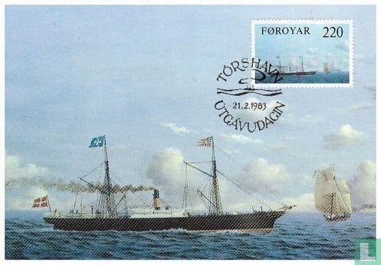 Maximumkaart 6 Oude schepen op Faröer lijn 1983, Postzegels en Munten, Ophalen of Verzenden, Denemarken