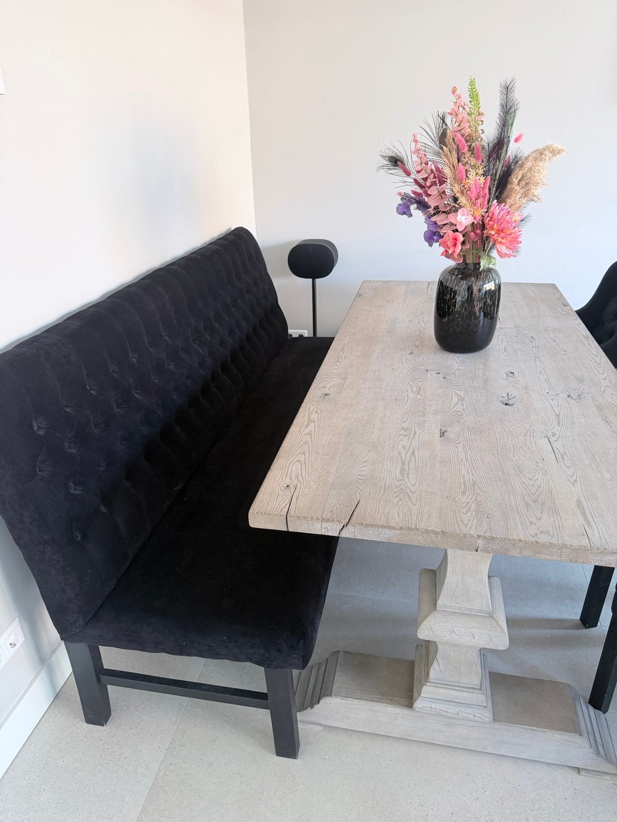 Massief eiken eetkamertafel en tv-meubel set, Huis en Inrichting, Tafels | Eettafels, Ophalen, Gebruikt, Eikenhout, 50 tot 100 cm