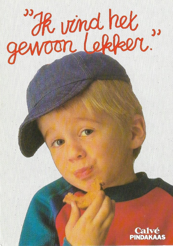 Ansichtkaart  	Calvé Pindakaas	Ik vind het gewoon lekker, Verzenden, 1980 tot heden, Ongelopen, Kinderen