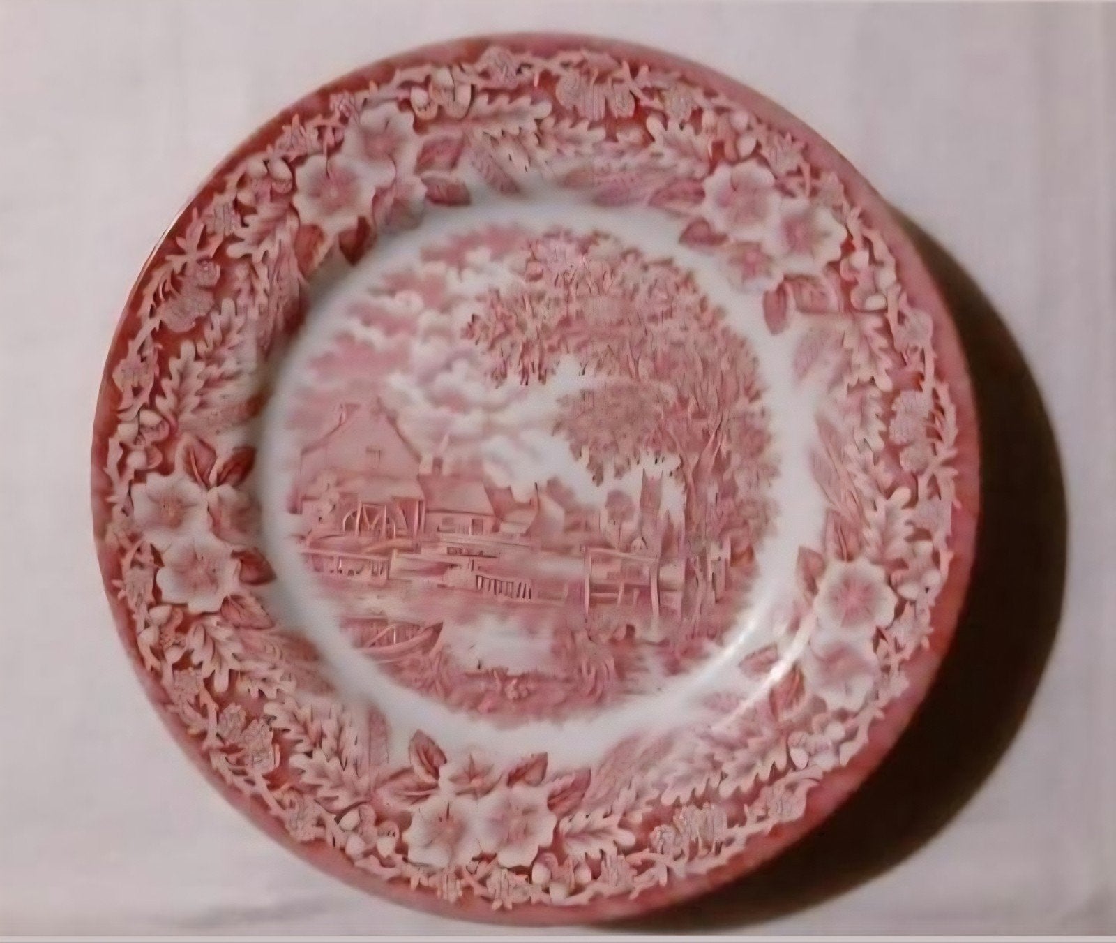 Broadhurst rood set 6 Engelse ontbijtborden bloemen rand, Antiek en Kunst, Antiek | Servies los, Ophalen of Verzenden