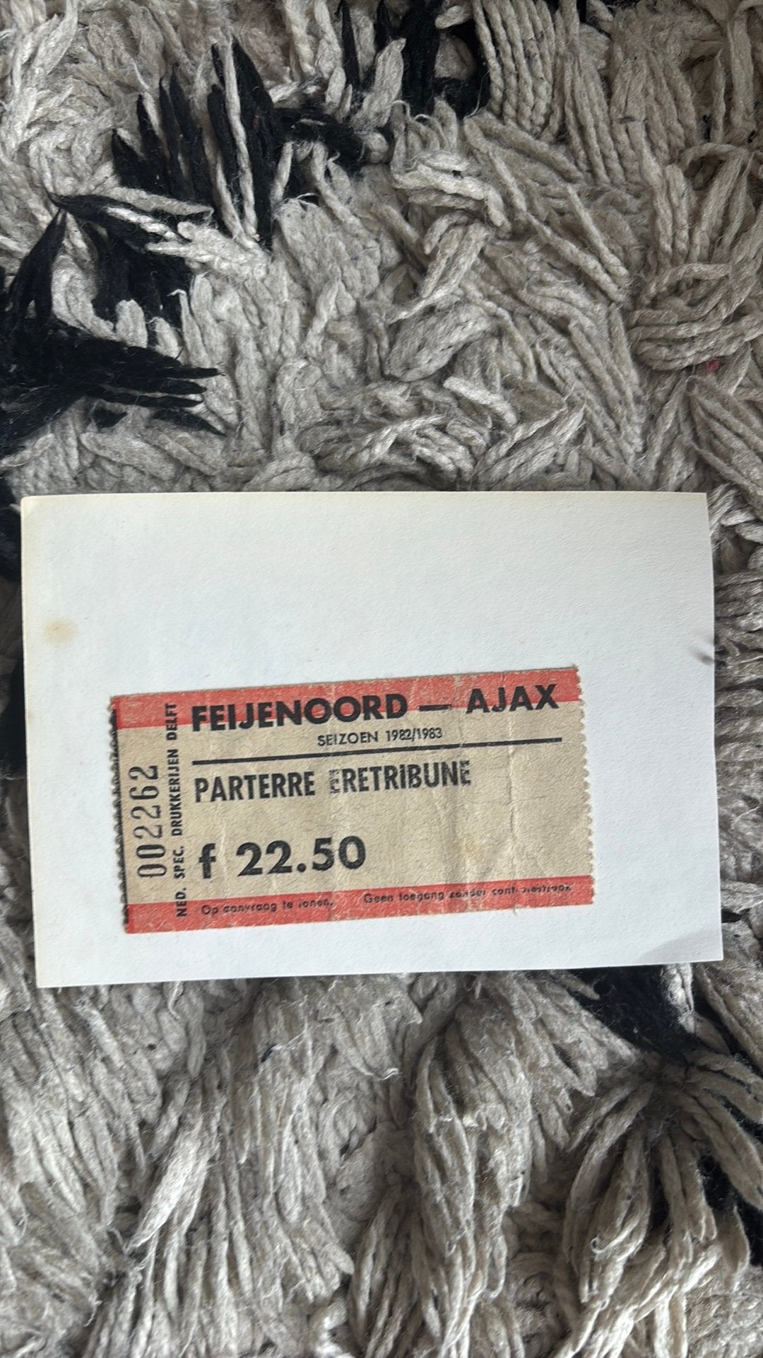 Oud stadionticket feyenoord ajax 1982-1983, Verzenden, Zo goed als nieuw, Ajax
