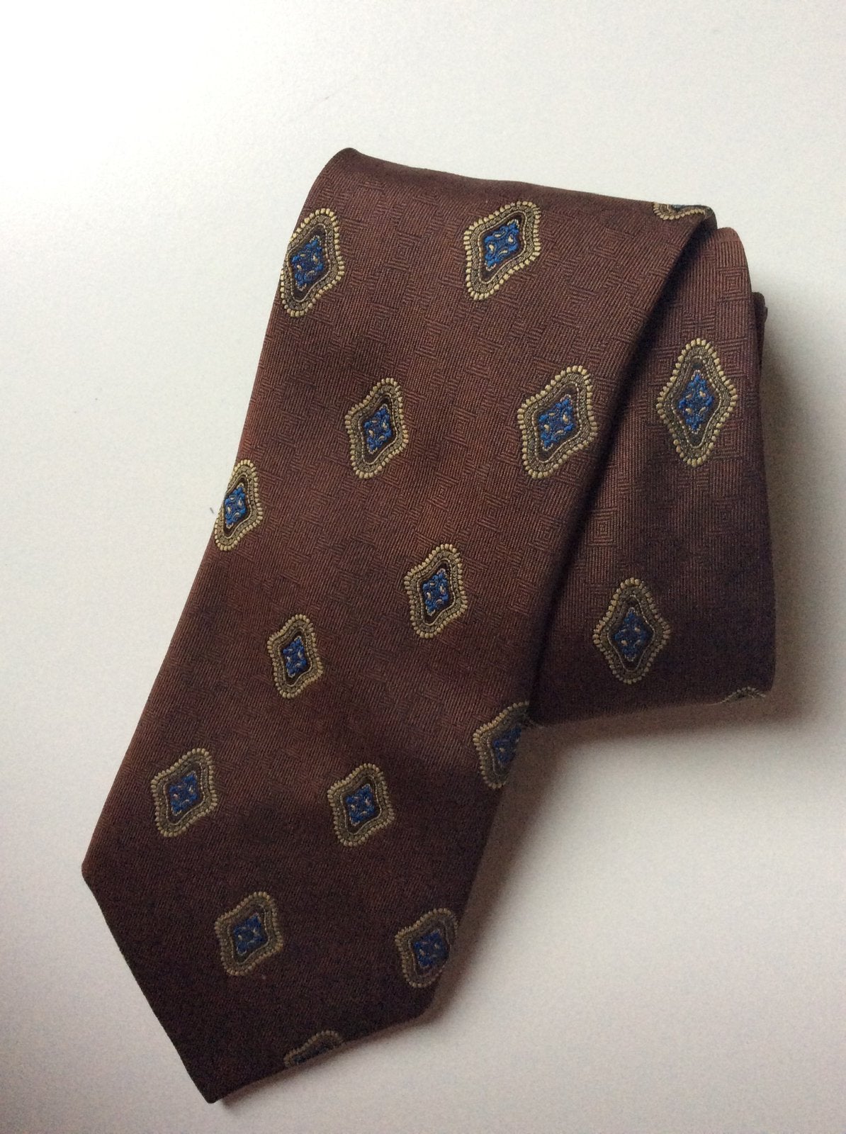Mooie nieuwe bruin blauwe stropdas (Beau Tie), Ophalen of Verzenden, Nieuw, Bruin, Met patroon