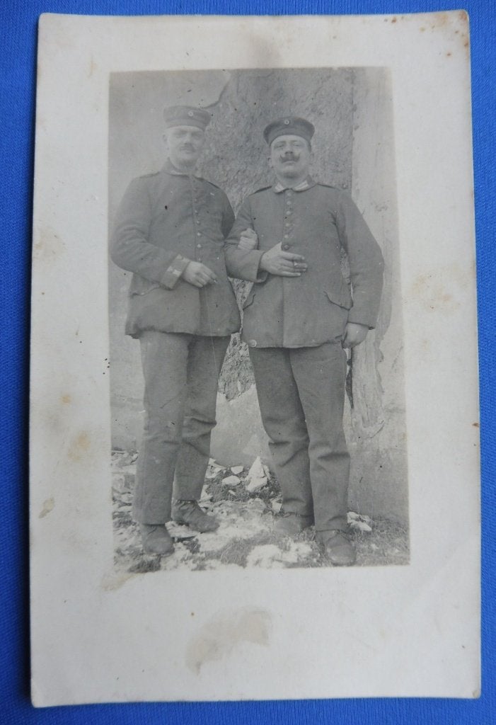 WO1 Feldpost/Fotokaart 2 Duitse soldaten 1914-1918 (T), Verzamelen, Ophalen of Verzenden, Landmacht, Duitsland, Overige typen