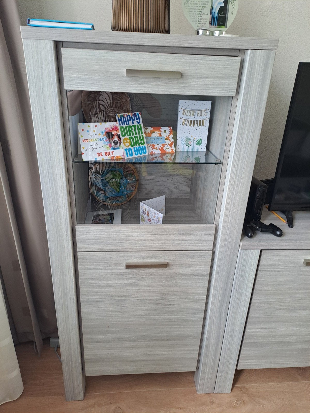 vitrine kast, Huis en Inrichting, Kasten | Vitrinekasten, Ophalen, Gebruikt, 50 tot 100 cm, 150 tot 200 cm