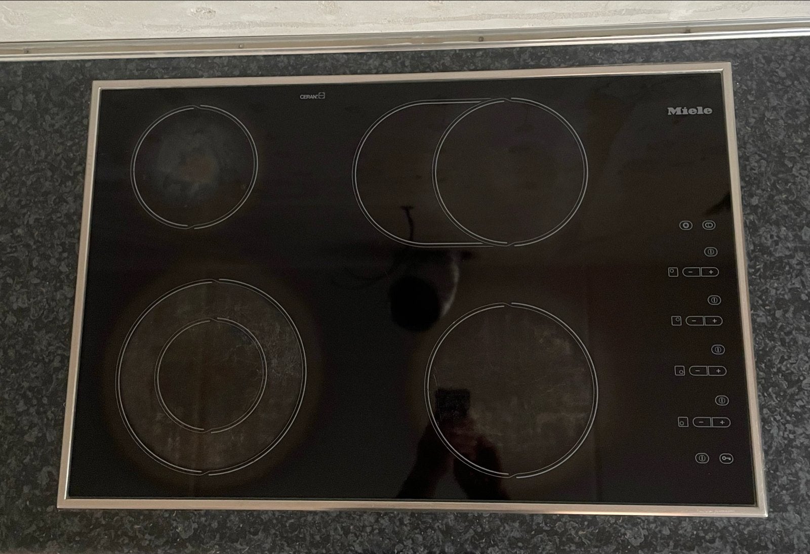 Miele keramische kookplaat 76x50cm, Ophalen, Gebruikt, Keramisch, 4 kookzones