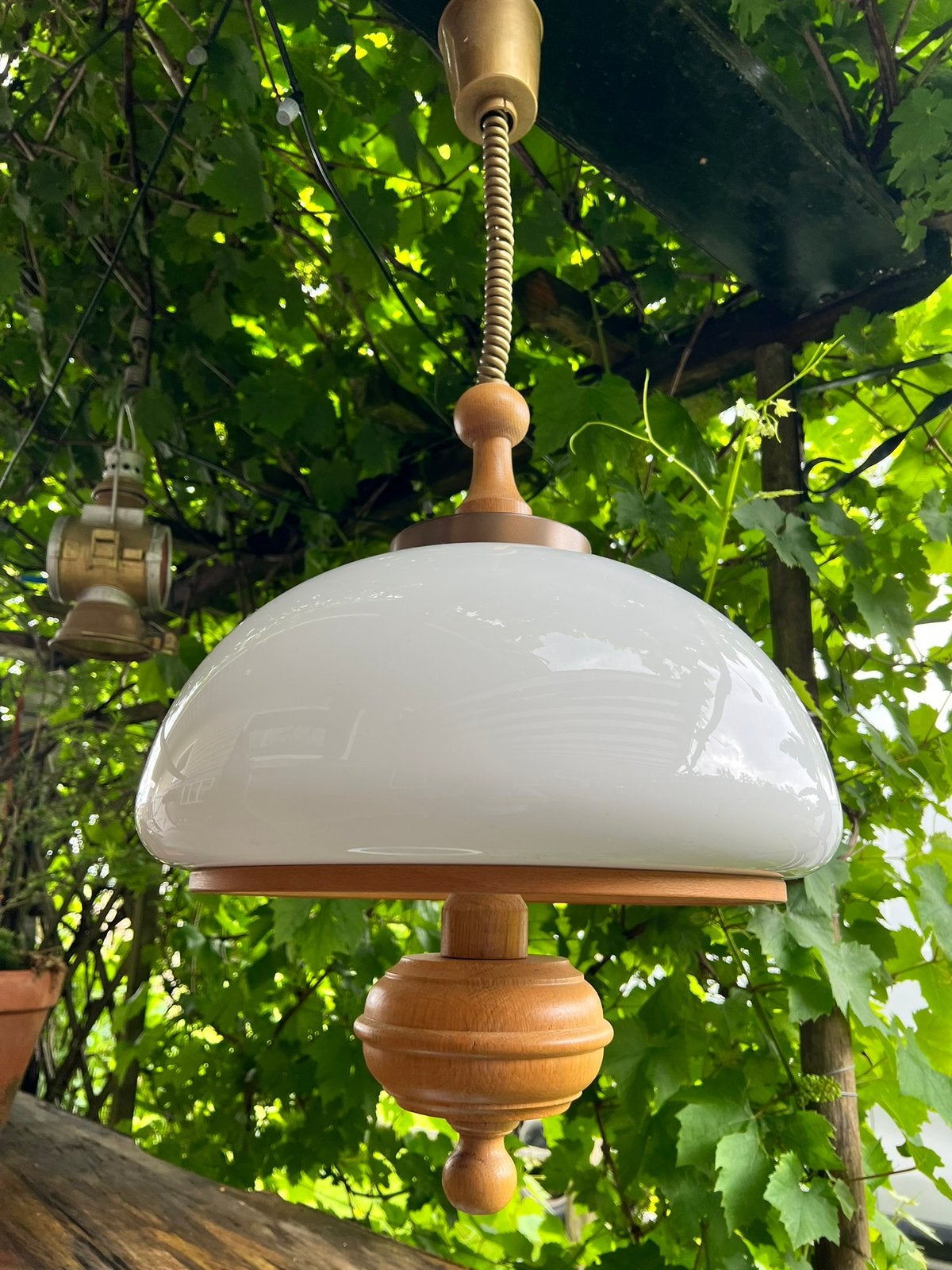 Retro jaren 80 lamp, Ophalen of Verzenden, Gebruikt, Hout, Vintage design jaren 80