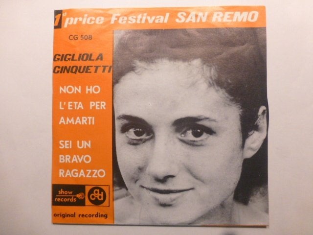 Gigliola Cinquetti. Non ho l'eta per amarti./ Sei un bravo, Ophalen of Verzenden, Gebruikt, 7 inch, Pop