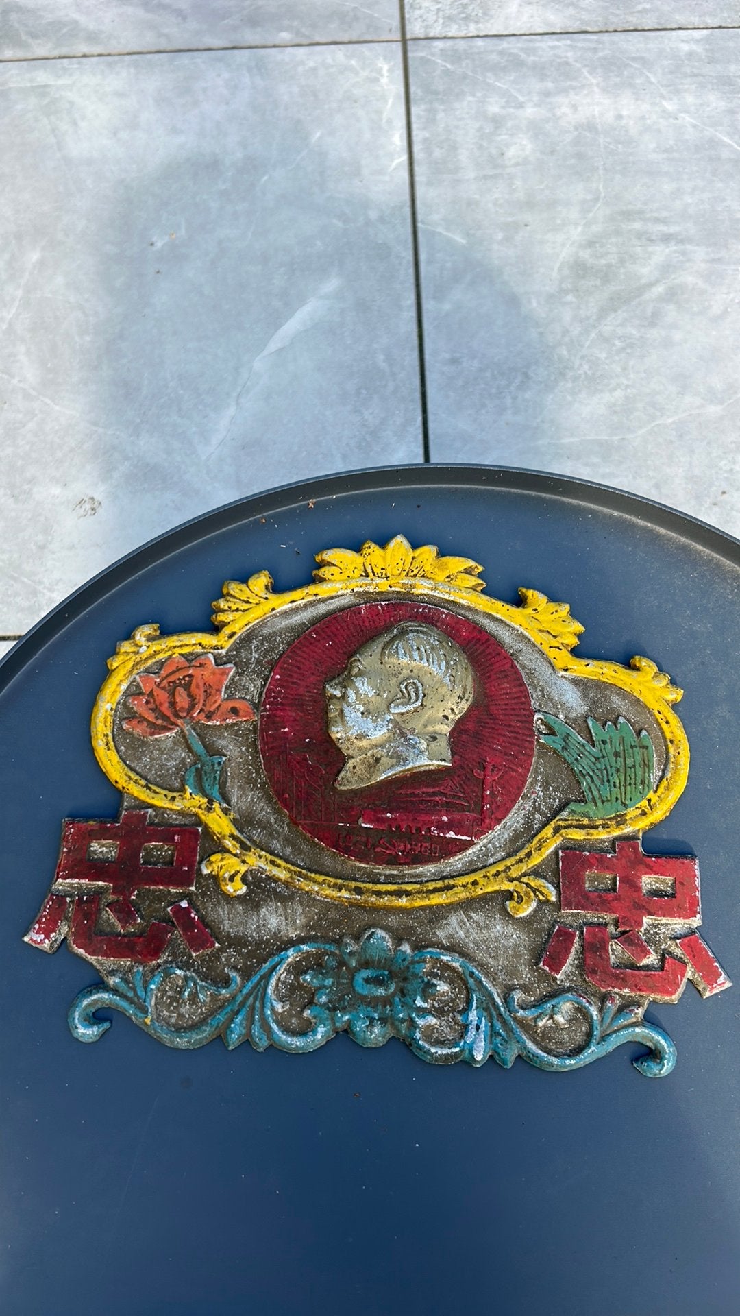 Antieke plaat/beeldje van Mao., Ophalen of Verzenden