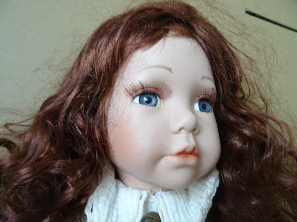 Vintage pop porseleinen pop 50cm pop Leonardo Collection ?, Gebruikt, Ophalen of Verzenden, Onbekend, Pop