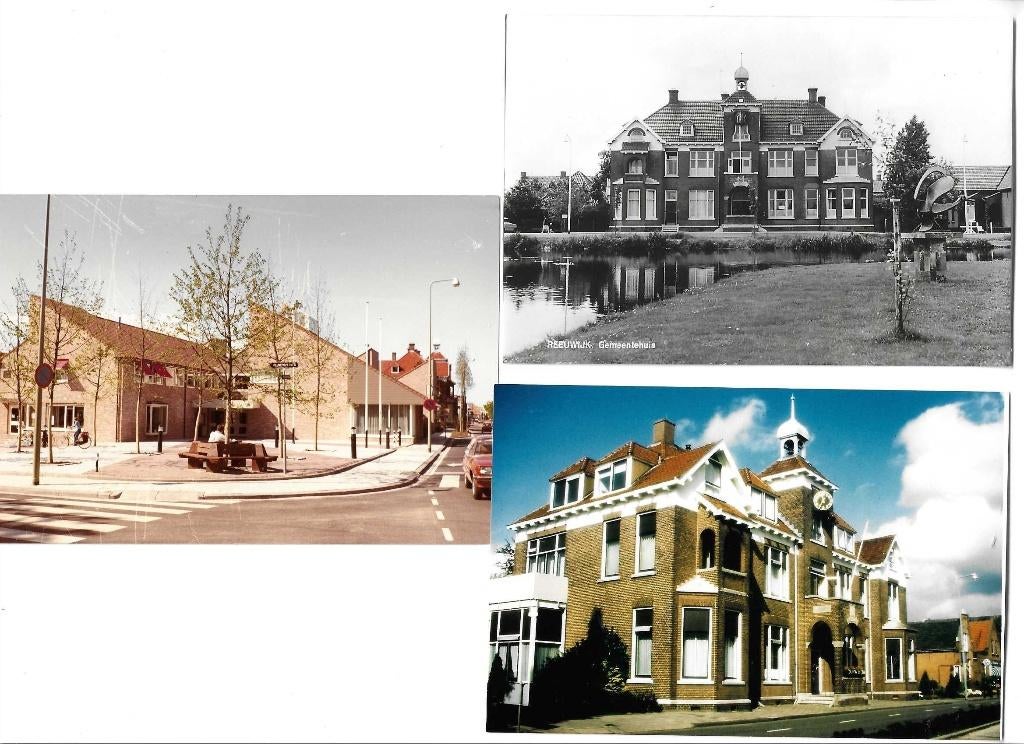 reeuwijk  3x  ook apart  raadhuis met kunstwerk, 1960 tot 1980, Verzenden, Foto, Zo goed als nieuw