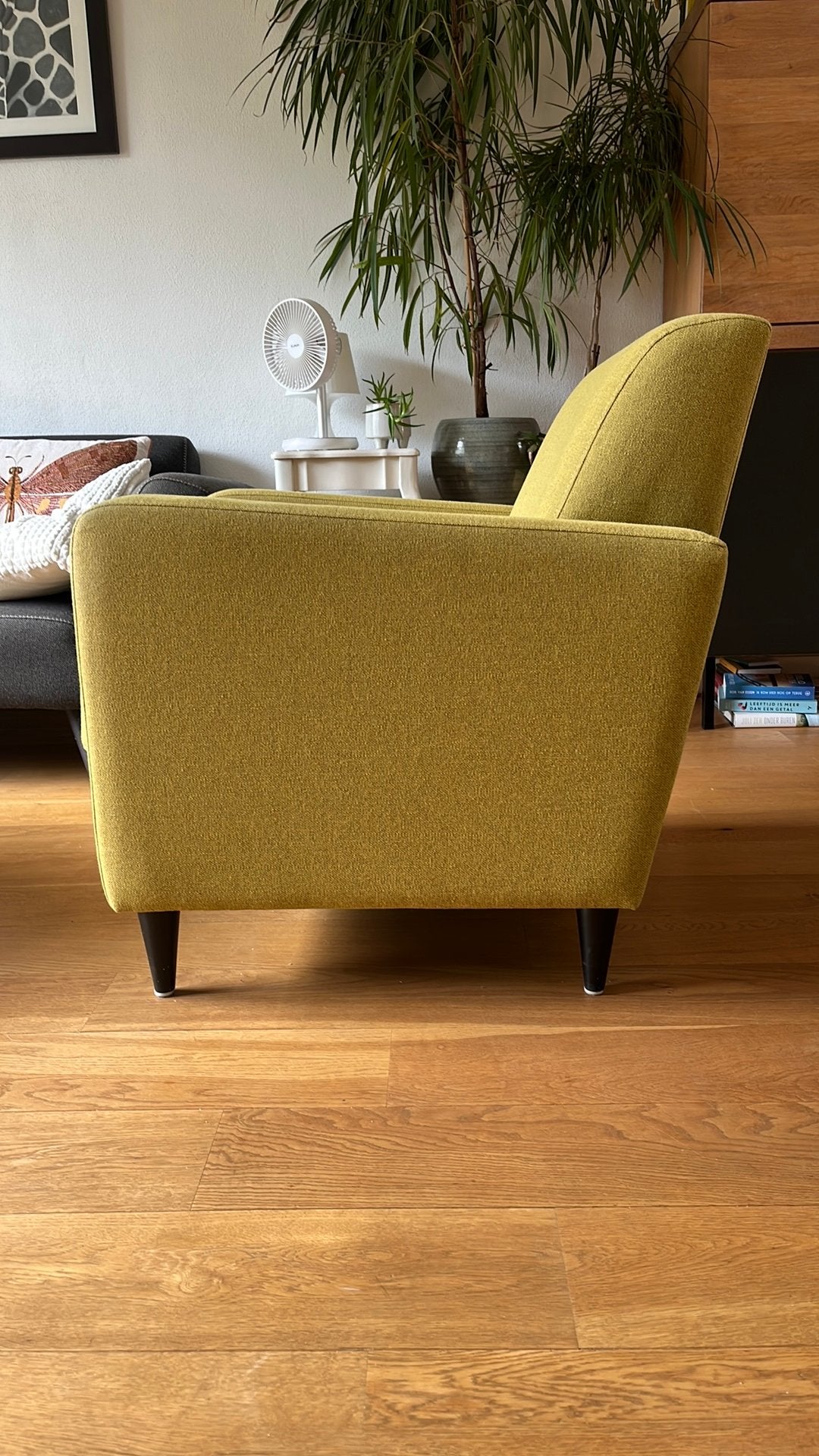 Leuke fauteuil - geel/groen (kleur zoals op 1e foto!), Ophalen, Zo goed als nieuw, 75 tot 100 cm, 50 tot 75 cm