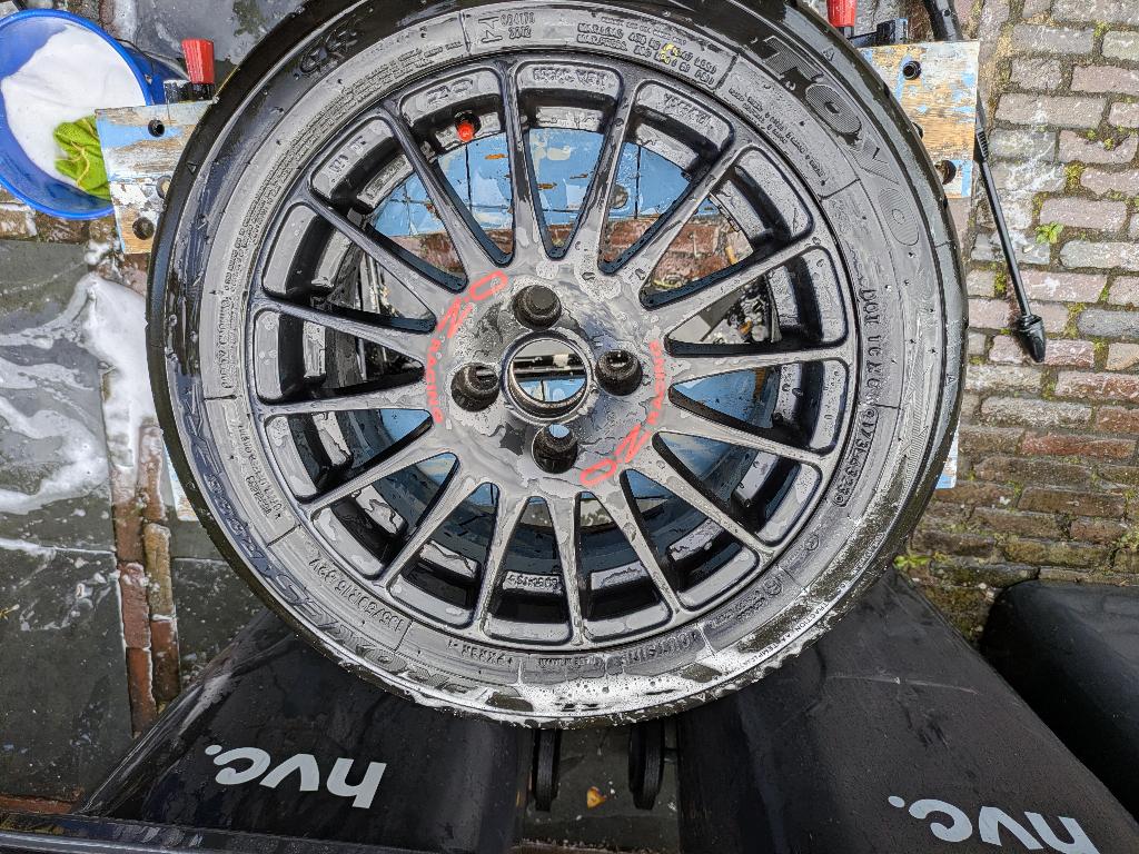 OZ superturismo 4x100 15x6.5 Toyo Proxes R888R 195/50R15, Ophalen, Gebruikt, 15 inch, Band(en)