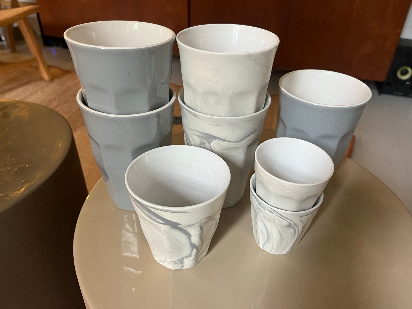 Hema koffiemokken/kopjes set - grijs, diverse maten, Huis en Inrichting, Ophalen, Gebruikt, Steen/keramiek, Grijs