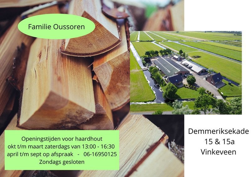 Eikenhout in netzakken. Oussoren haardhout vinkeveen, Minder dan 3 m³, Ophalen