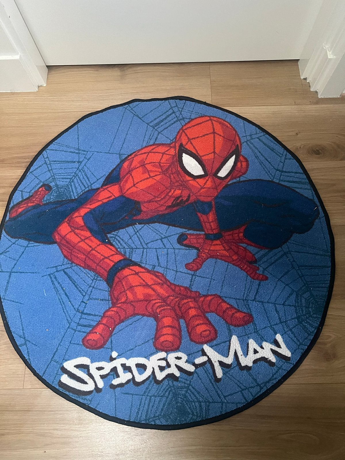 Spiderman vloerkleed - Rond kinderkleed, Gebruikt, Rond, Rood, 50 tot 100 cm