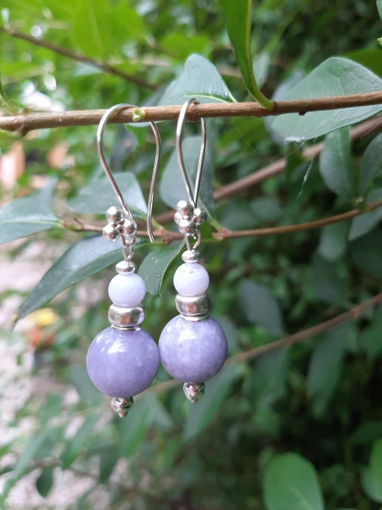 Oorbellen Davina kwarts-chalsedoon-swarovski zilver, Ophalen, Nieuw