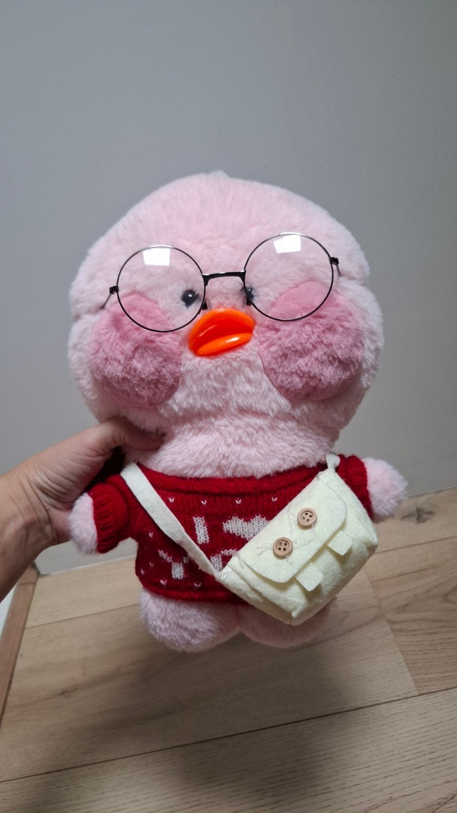 Lalafanfan duck/ Café Mimi Eend/  knuffel eend roze, Ophalen of Verzenden, Zo goed als nieuw, Met kleding of accessoire, Roze