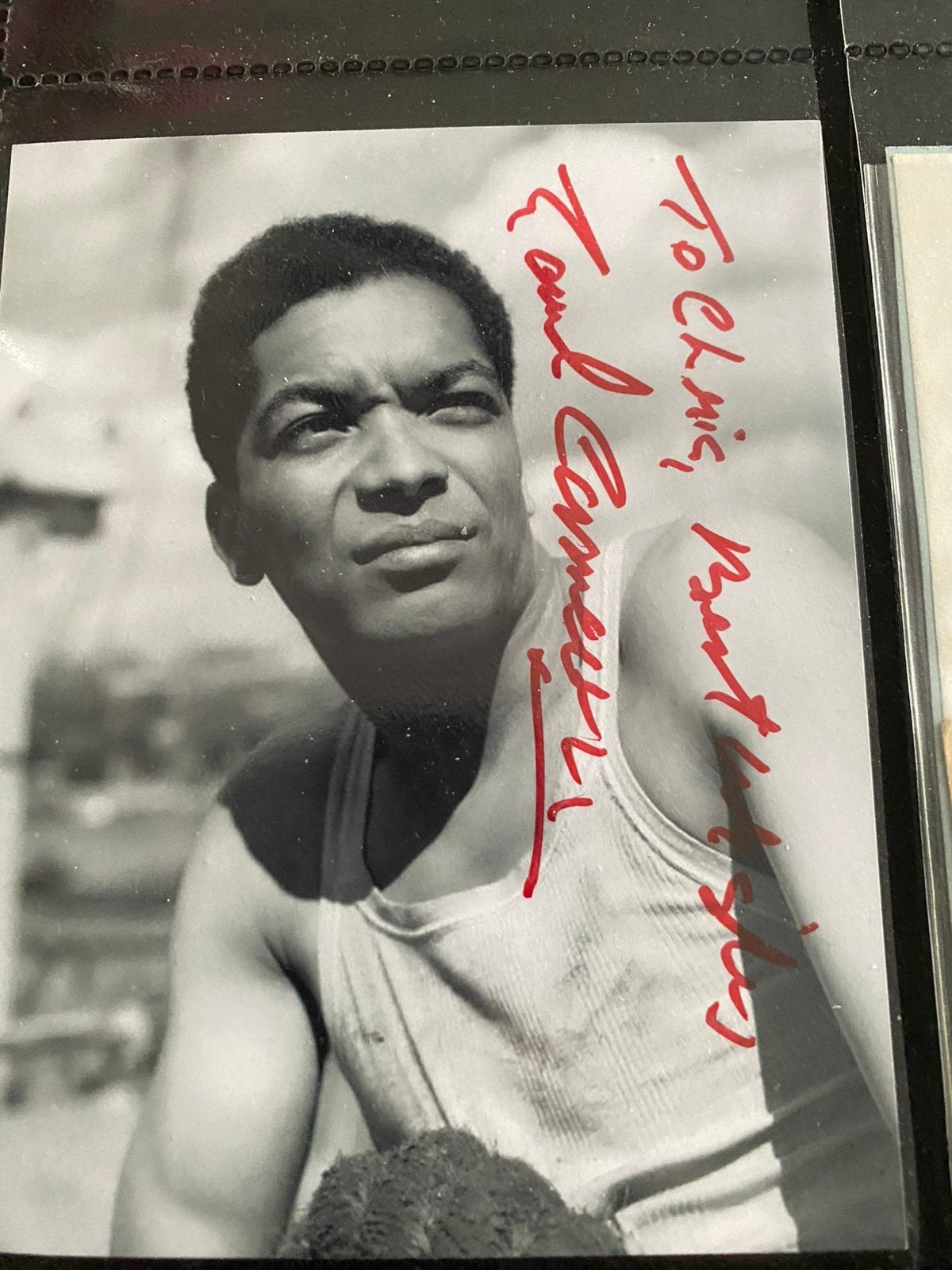 Filmster handtekening earl cameron in james bond, Verzamelen, Ophalen of Verzenden, Zo goed als nieuw, Foto of Kaart