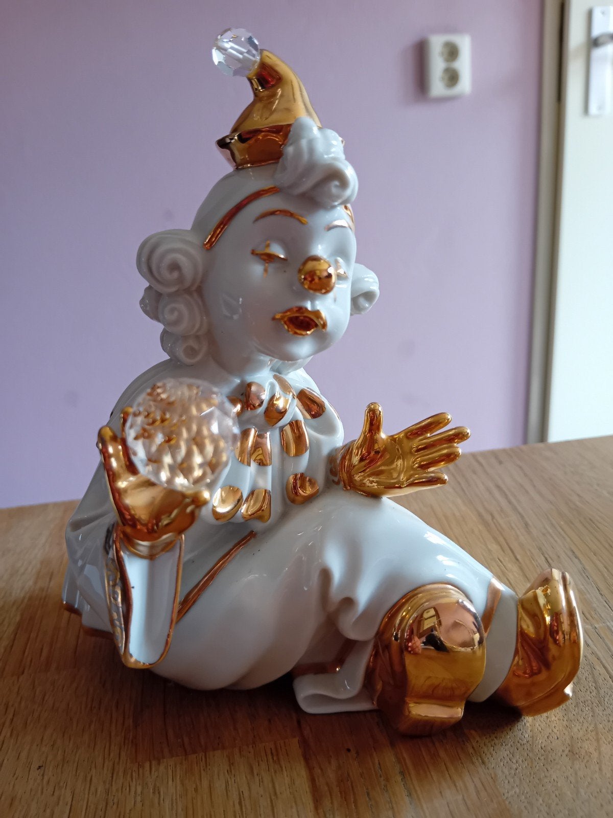 Porseleinen clown met Swarovski kristal - Collezione R.G., Verzamelen, Beelden en Beeldjes, Ophalen of Verzenden