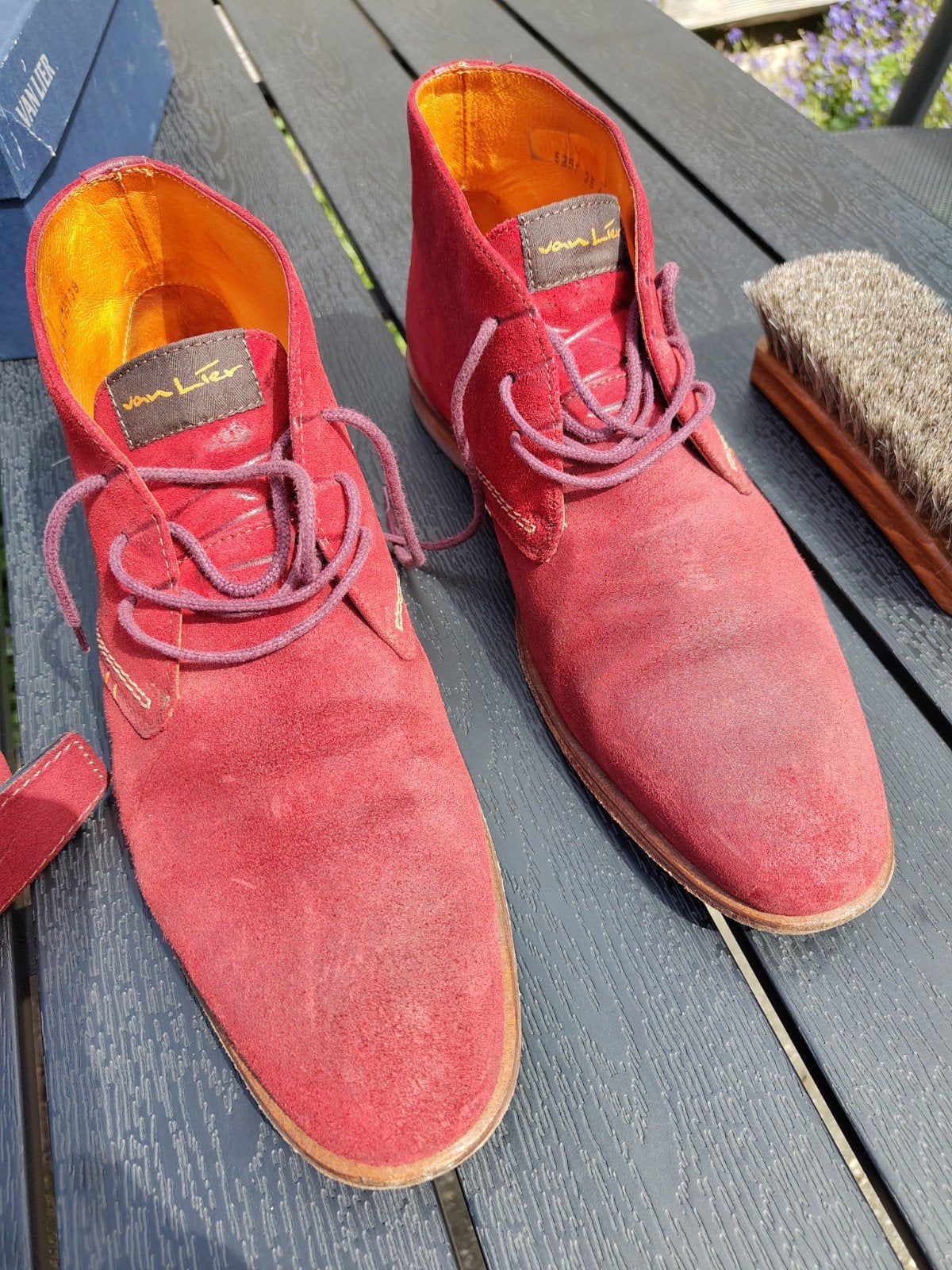 Van Lier Bordeaux Suede Boots Maat 43 met Riem, Kleding | Heren, Schoenen, Overige kleuren, Van Lier, Boots, Ophalen of Verzenden