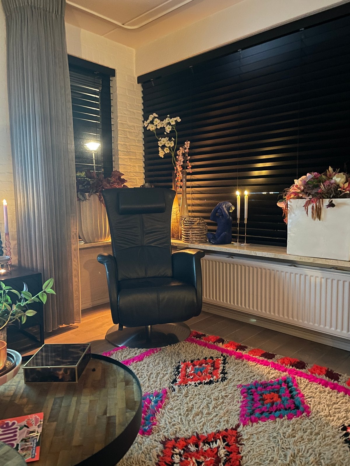 Leren relaxfauteuil met draaivoet Prominent, Huis en Inrichting, Ophalen, Zo goed als nieuw, 50 tot 75 cm, Leer