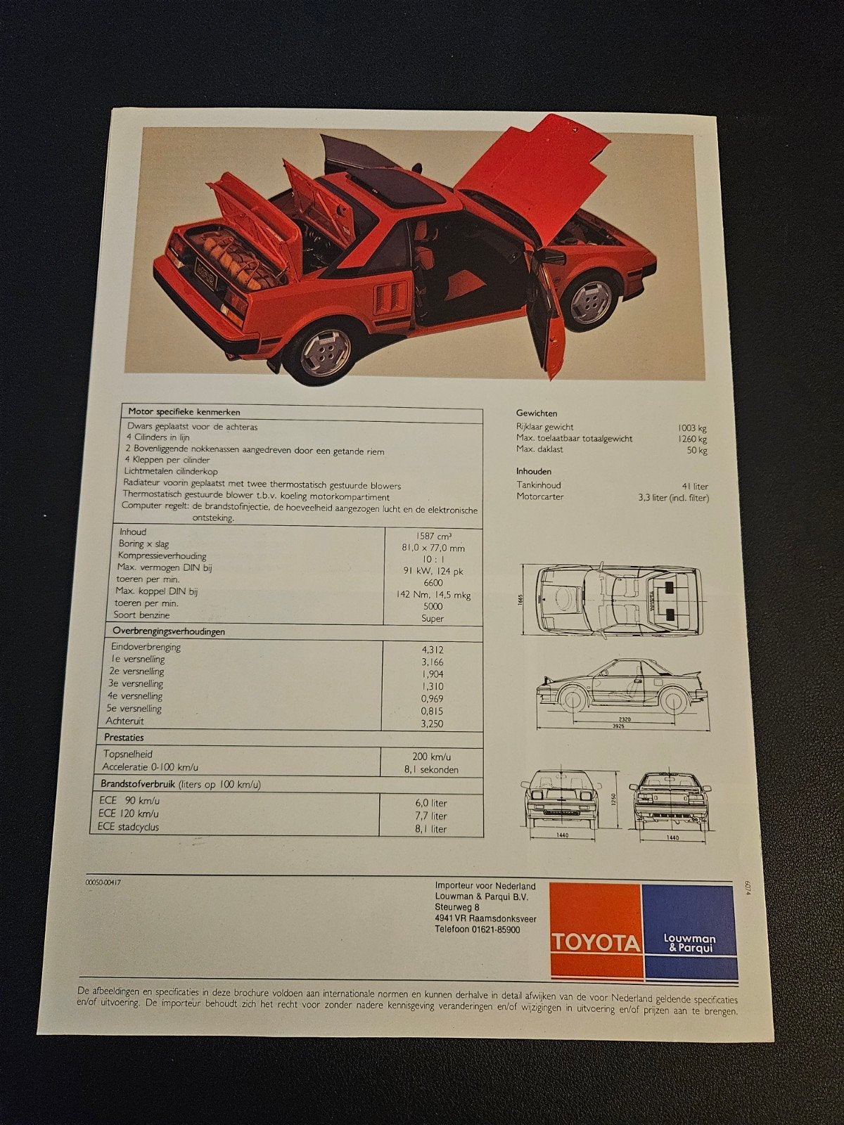Brochure Toyota MR2, Ophalen of Verzenden, Zo goed als nieuw, Toyota