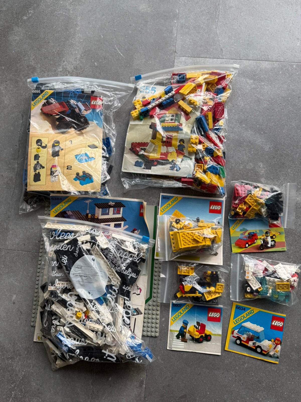 Lego sets 6634, 6607, 6644, 6652, 6384, 6895 en 555, Lego, Ophalen of Verzenden, Zo goed als nieuw, Compleet