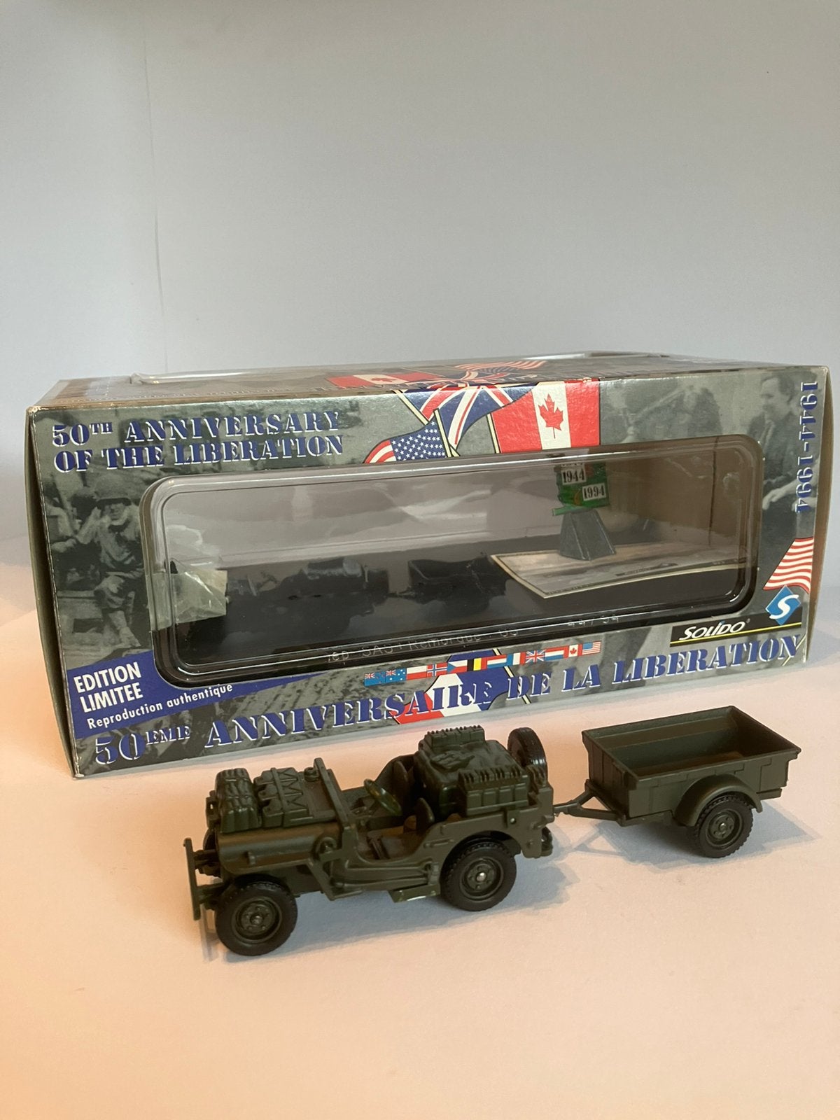 Willys SAS US Jeep+trailer, Solido 1:43 Limited Edition, Ophalen of Verzenden, Nieuw, Overige typen, Solido