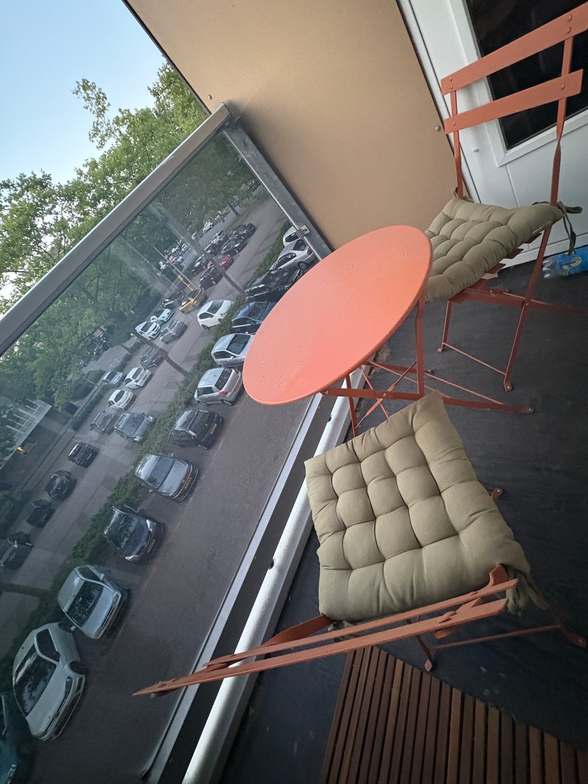 Balkonset: 2 stoelen en tafel met kussentjes, Overige materialen, Gebruikt, Stoel, Tuinset