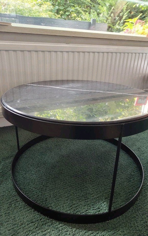 Salontafel zwart marmer Bolia, Ophalen, Gebruikt, 50 tot 100 cm, Rond