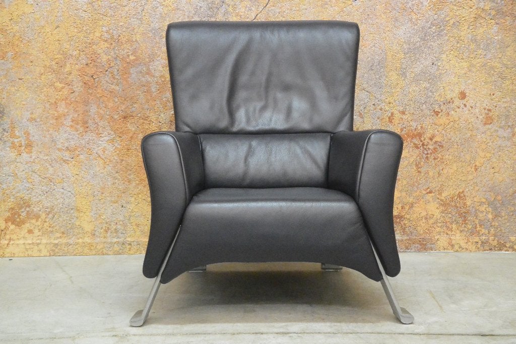 ZGANieuw donkerblauwe leren Rolf Benz 322 design fauteuil, Huis en Inrichting, 75 tot 100 cm, Zo goed als nieuw, Rolf Benz, Leer