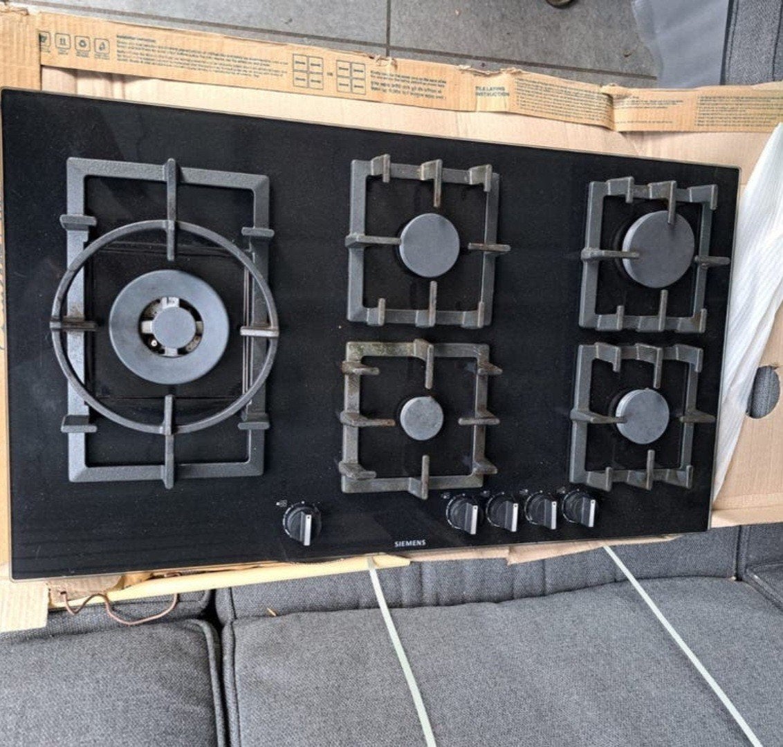Siemens EP9A6SC90N  - 5 Kookzones - Zwart, Ophalen, Gebruikt, Inbouw, Gas