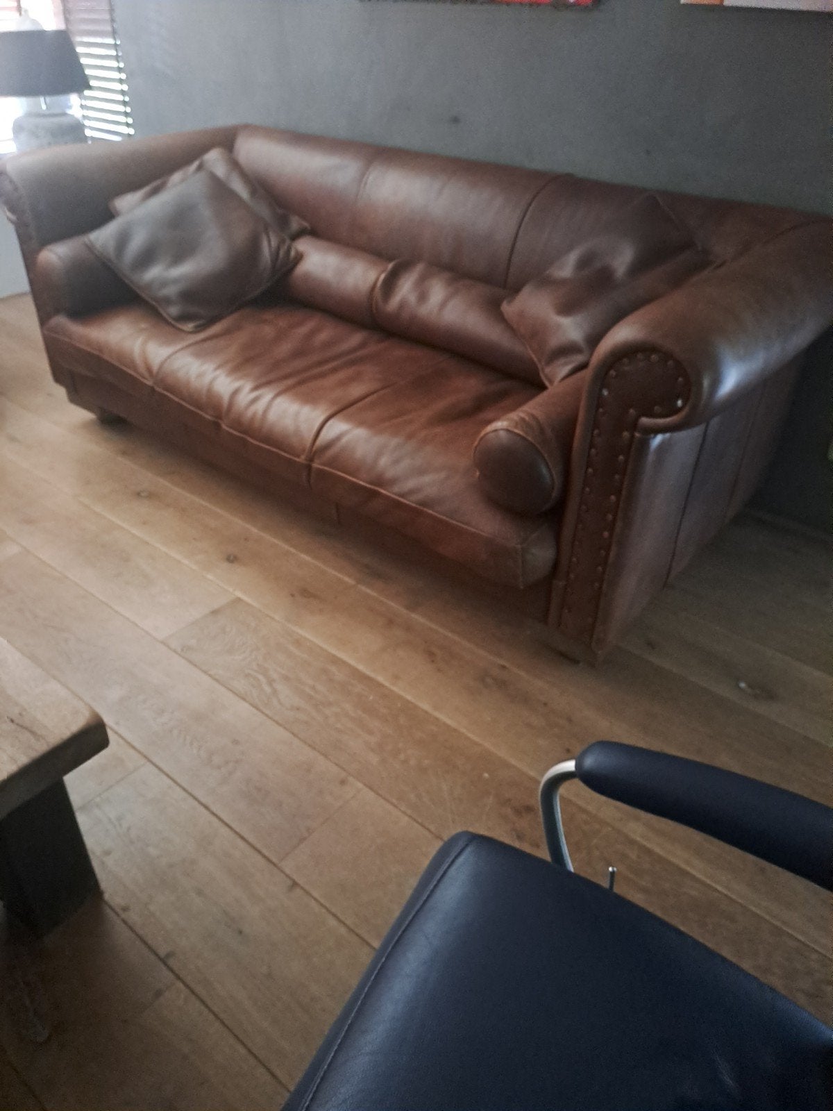 Leren Baxter bank - Bruin, 3-zits, Ophalen, Gebruikt, 75 tot 100 cm