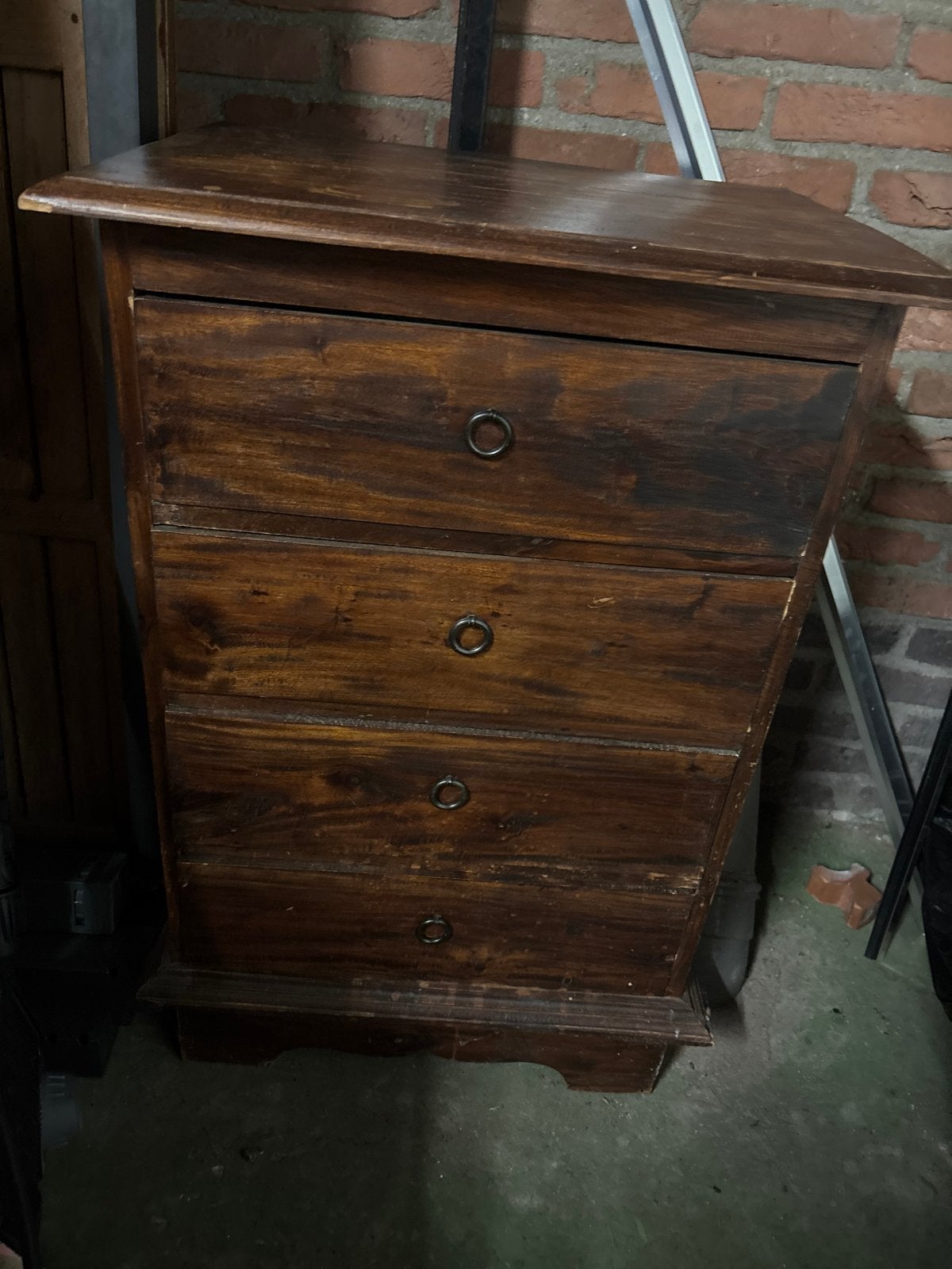 Antieke houten ladekast met 4 lades, Antiek en Kunst, Ophalen of Verzenden