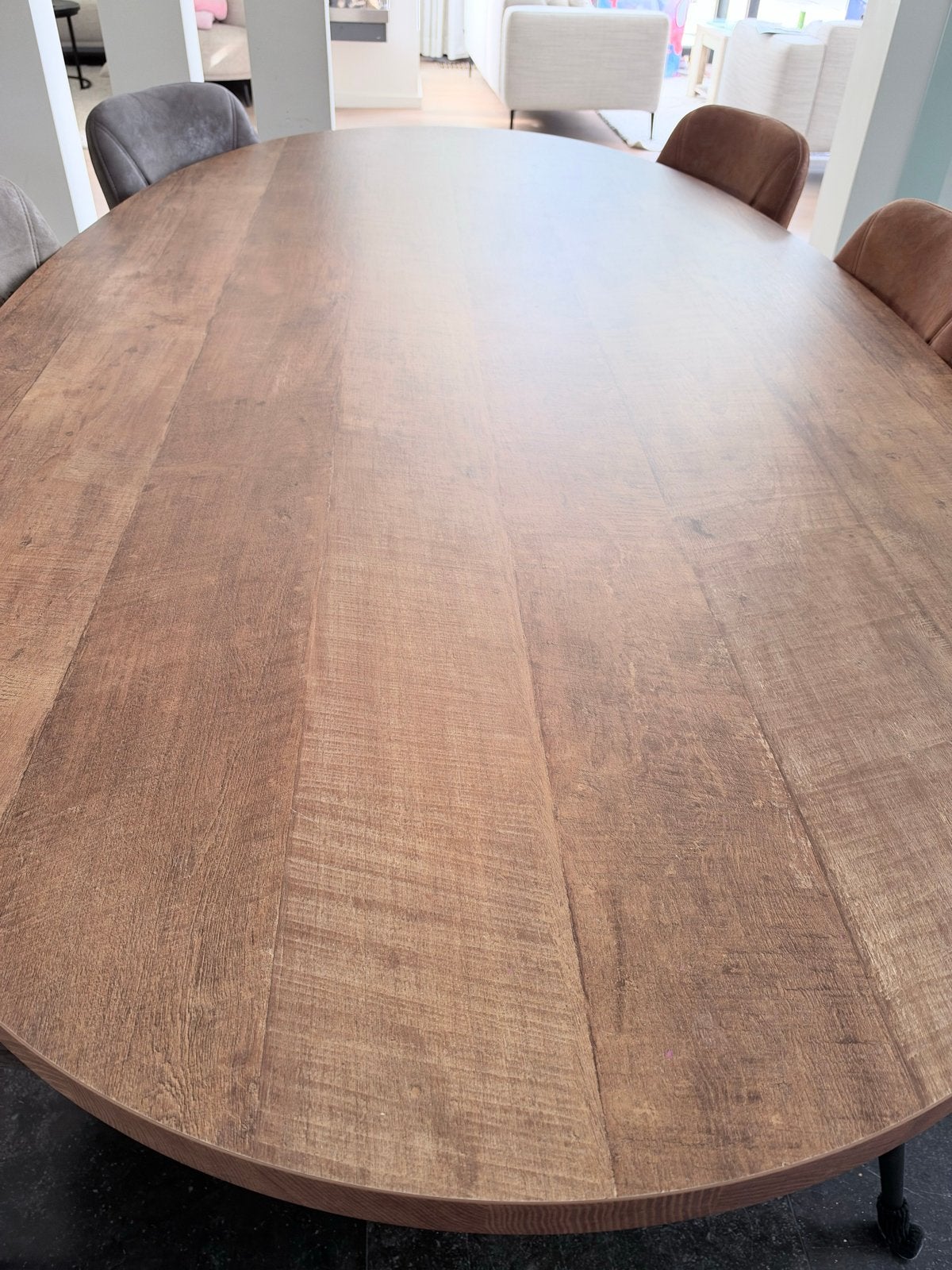 Ovale eettafel met 6 MXSOFA stoelen, Huis en Inrichting, Ophalen, Gebruikt, 100 tot 150 cm, Vijf personen of meer
