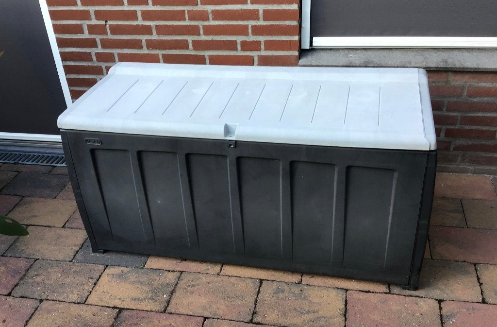 Te koop Keter verrijdbare kussenbox (Br 120x d 53x h 60 cm), Ophalen, Gebruikt, Kunststof, Overige typen