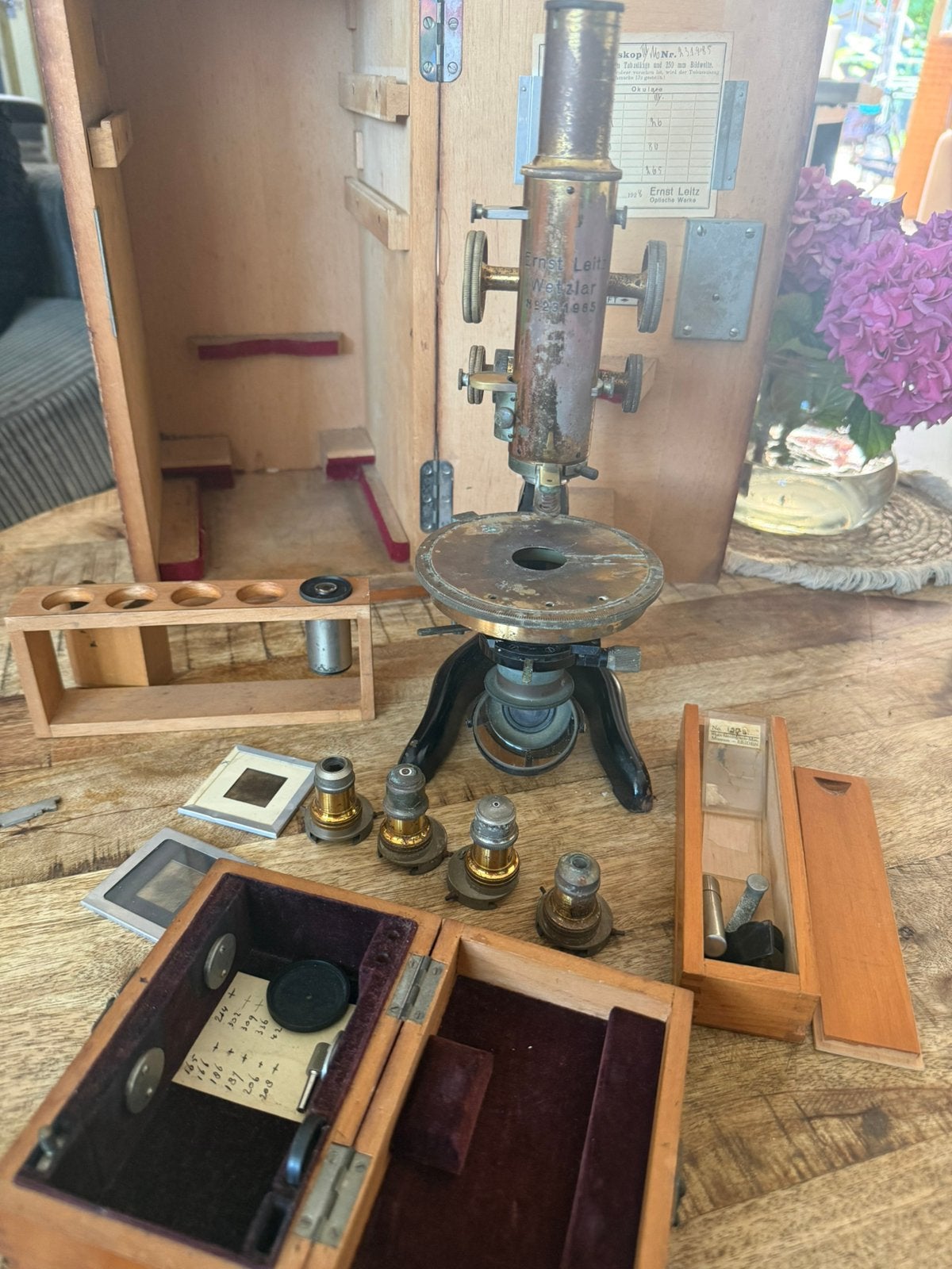 Antieke Ernst Leitz Wetzlar Microscoop met originele kist, Ophalen