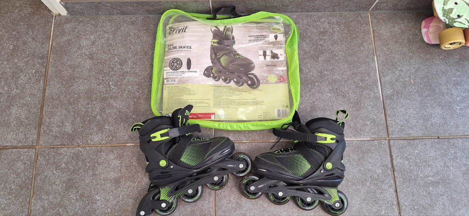 Crivit Kinder Inline Skates Zwart/Groen Maat 33-37 Verstelb, Kinderen, Inline skates 4 wielen, Ophalen, Overige merken