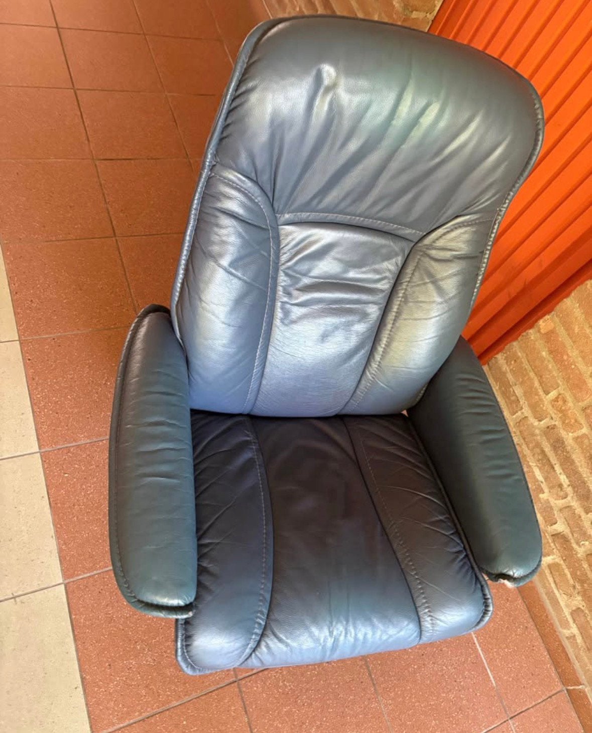 Originele Stressless (Ekornes) lederen relaxfauteuil, Huis en Inrichting, Fauteuils, Ophalen, Zo goed als nieuw, 75 tot 100 cm