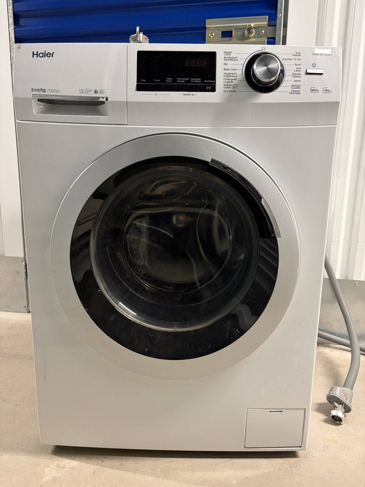 MOET WEG - Haier wasmachine HW80-BP16636N, 6 tot 8 kg, Ophalen, Gebruikt, 85 tot 90 cm
