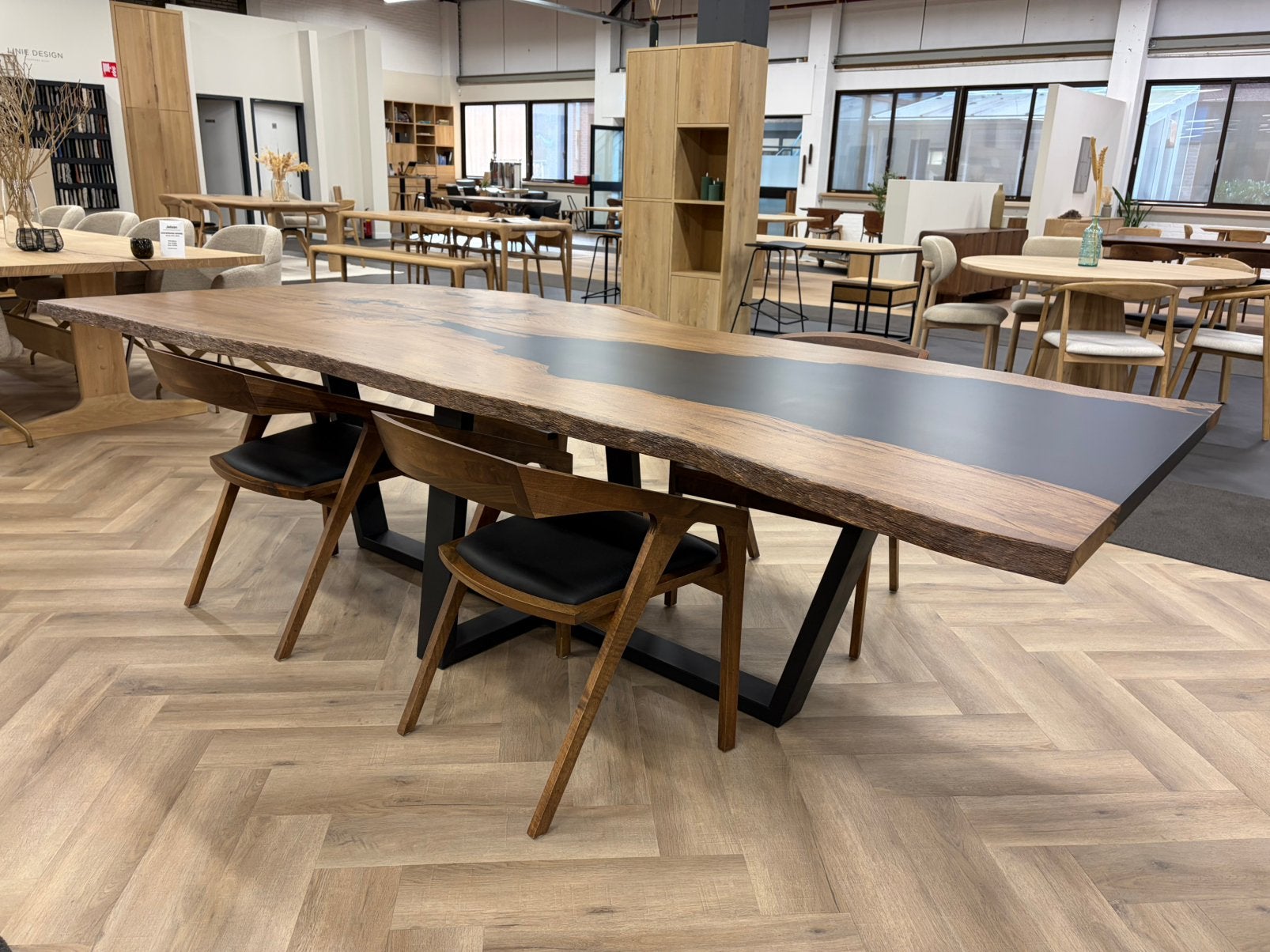 Unieke eiken boomstamtafel – 300  120 cm, Ophalen, 100 tot 150 cm, Eikenhout, Vijf personen of meer