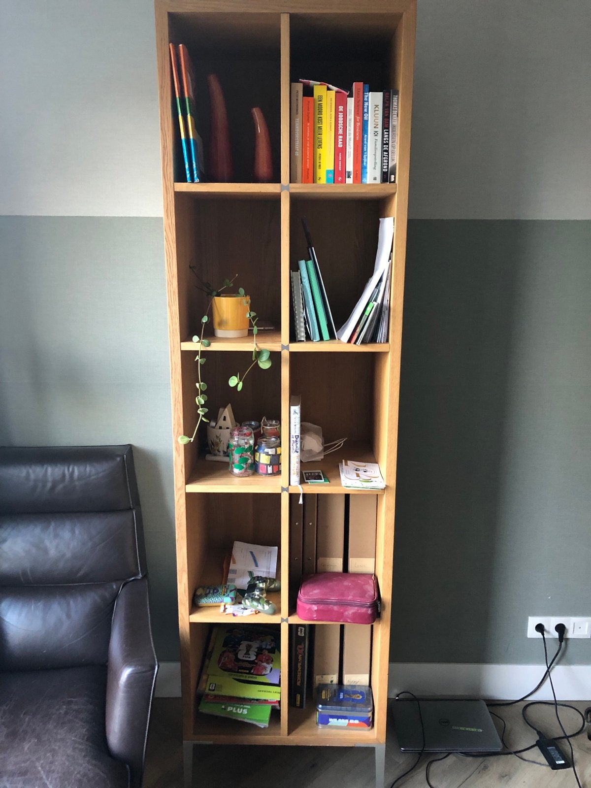 Massief eiken Boekenkast met Open Vakken - Eikenhout, Ophalen, Met plank(en), Gebruikt, 200 cm of meer