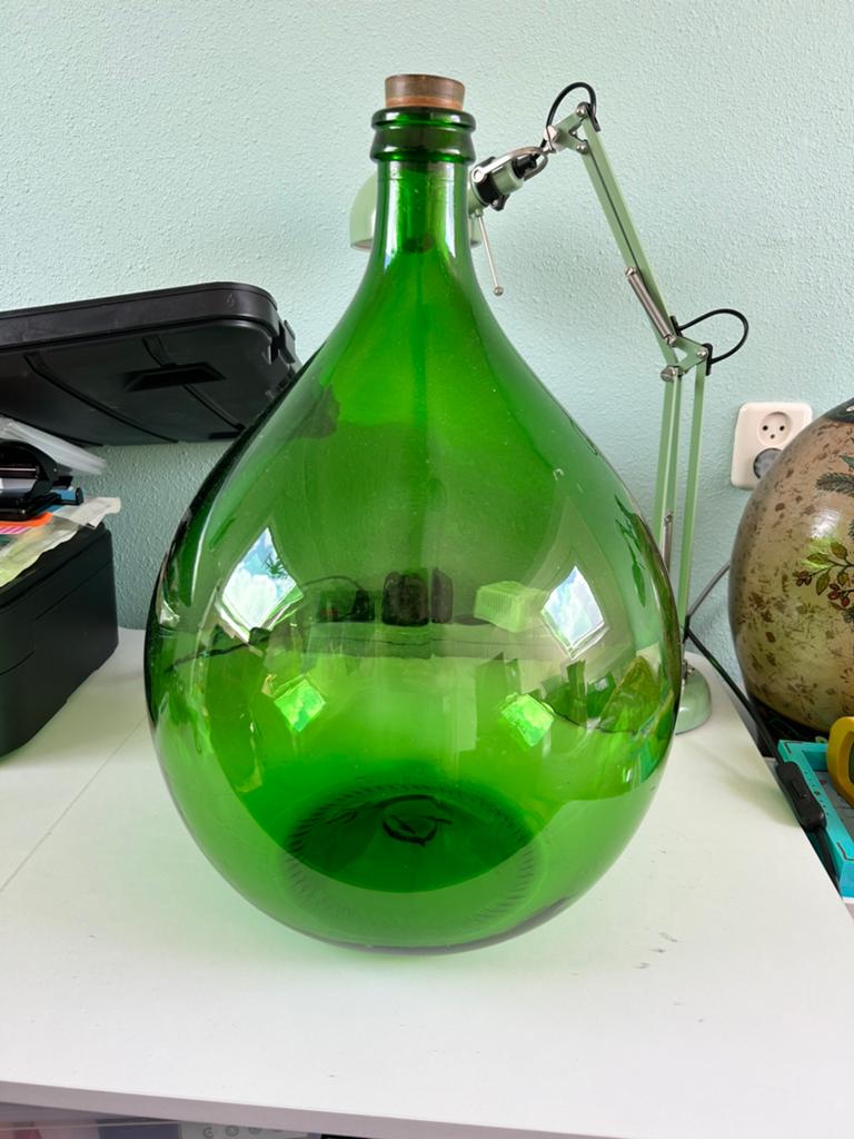 Grote groene brocante gistfles wijnfles, Ophalen, Zo goed als nieuw, Frankrijk, Overige typen