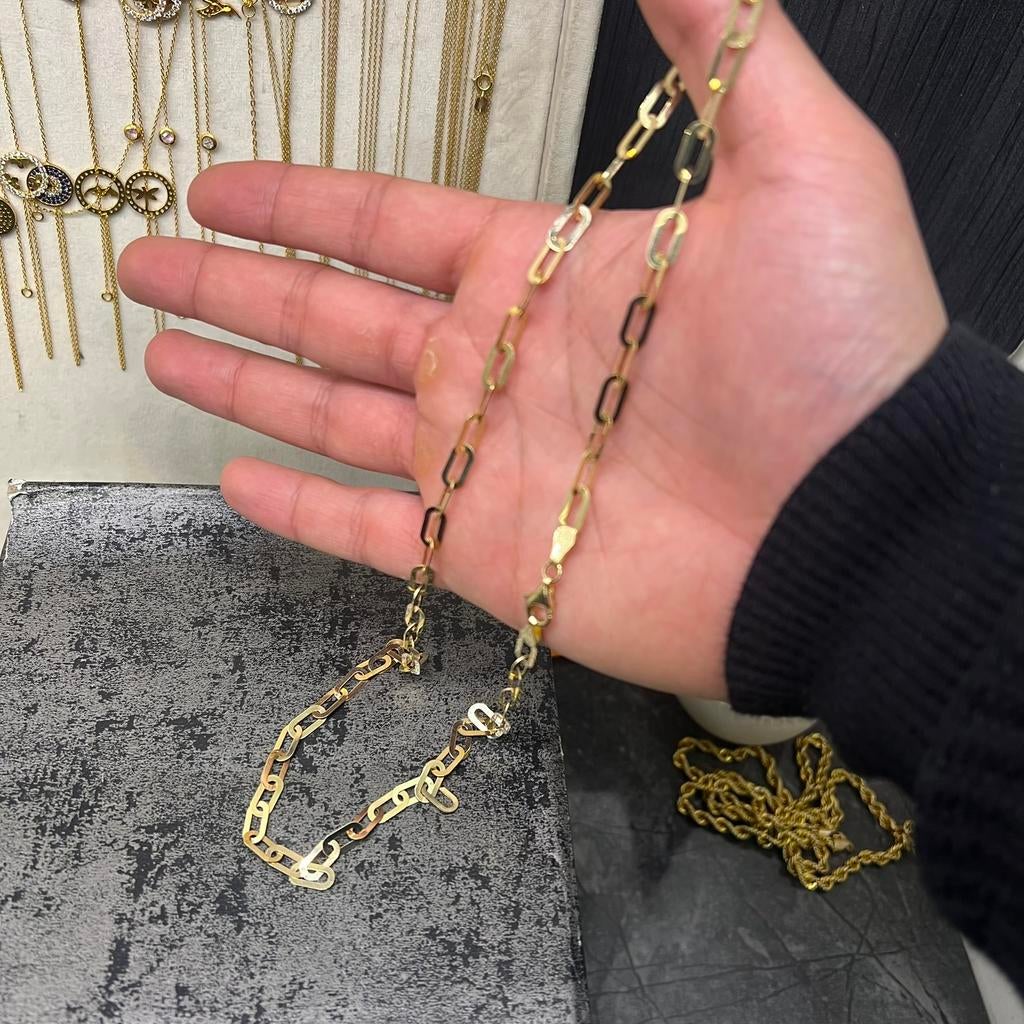 14 karaat gouden ketting collier peperclip schakel, Ophalen of Verzenden, Nieuw, Goud