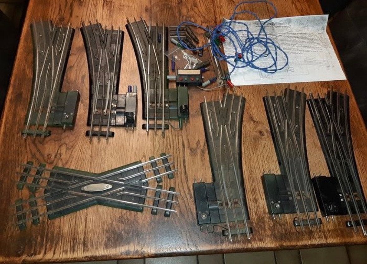 HAG O - Rails: 1 kruising, 6 wissels en 14 bochten, Overige merken, Gebruikt, Gelijkstroom of Wisselstroom, Rails