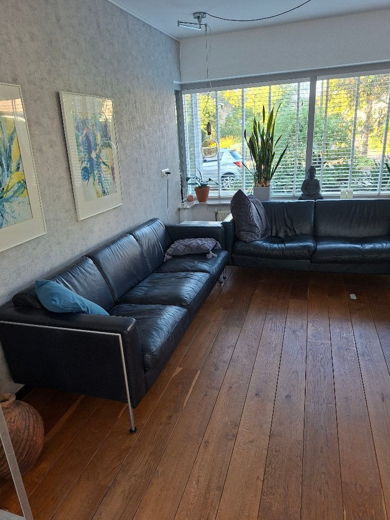 Lederen bankstel, Huis en Inrichting, Ophalen, Gebruikt, Rechte bank, Leer