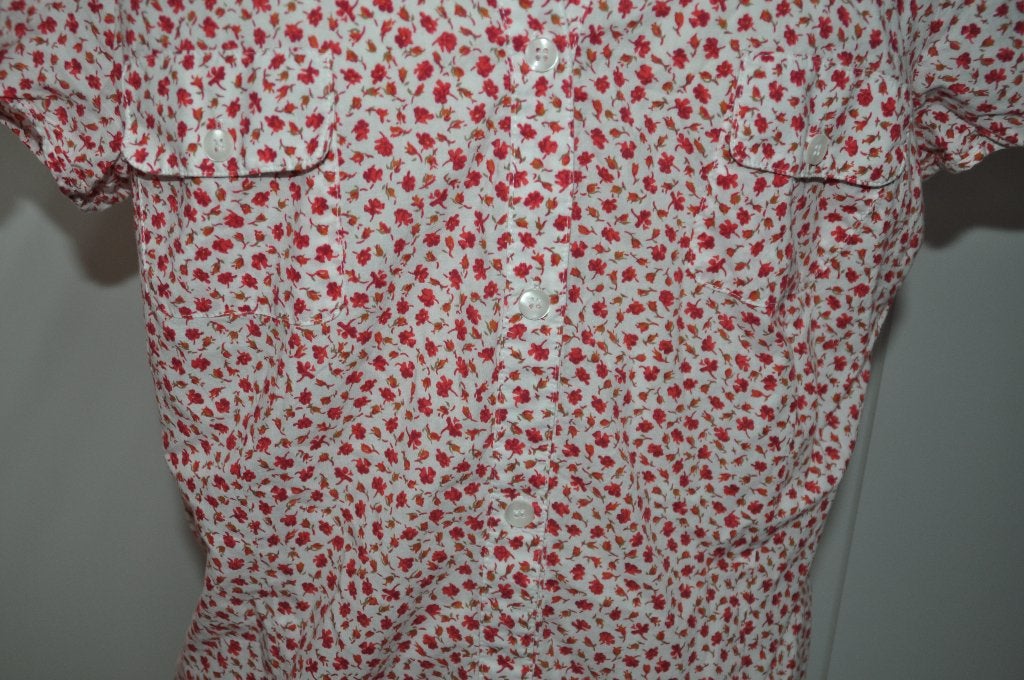 RST31 Blouse maat 46 korte mouw bloem, Ophalen of Verzenden, Zo goed als nieuw, Maat 46/48 (XL) of groter, Meerkleurig