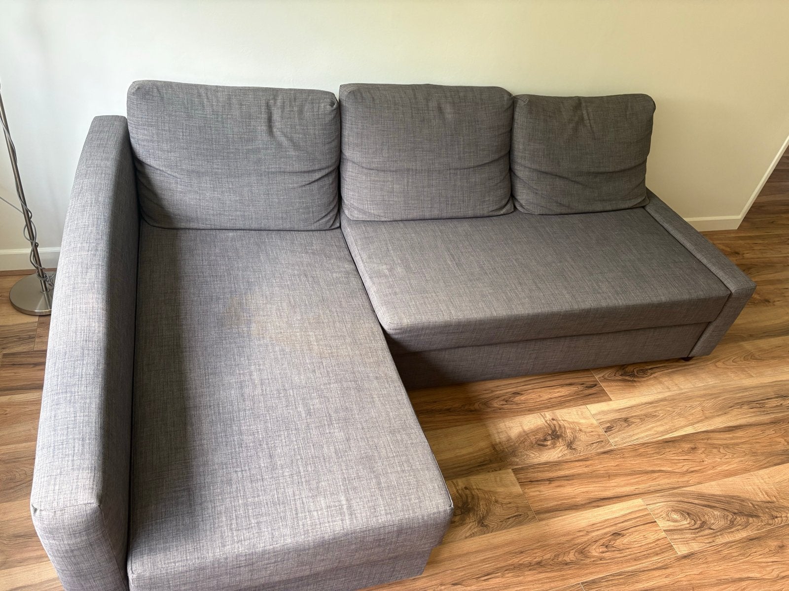 IKEA FRIHETEN Hoekbank met slaapfunctie en opbergruimte, Huis en Inrichting, Ophalen, Gebruikt, 100 tot 125 cm, Hoekbank