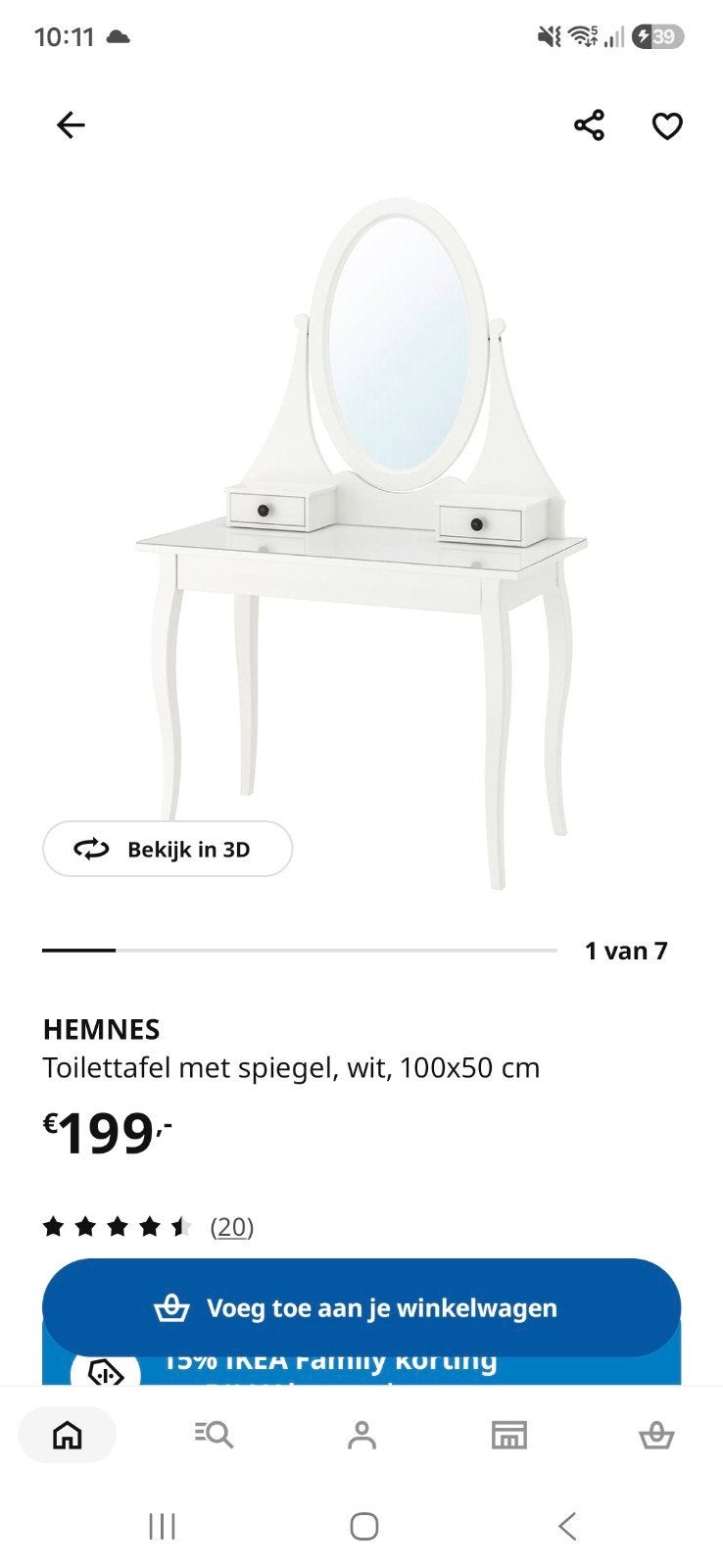 make up tafel hemnes ikea, Huis en Inrichting, Ophalen, Gebruikt, 50 tot 100 cm, Minder dan 100 cm