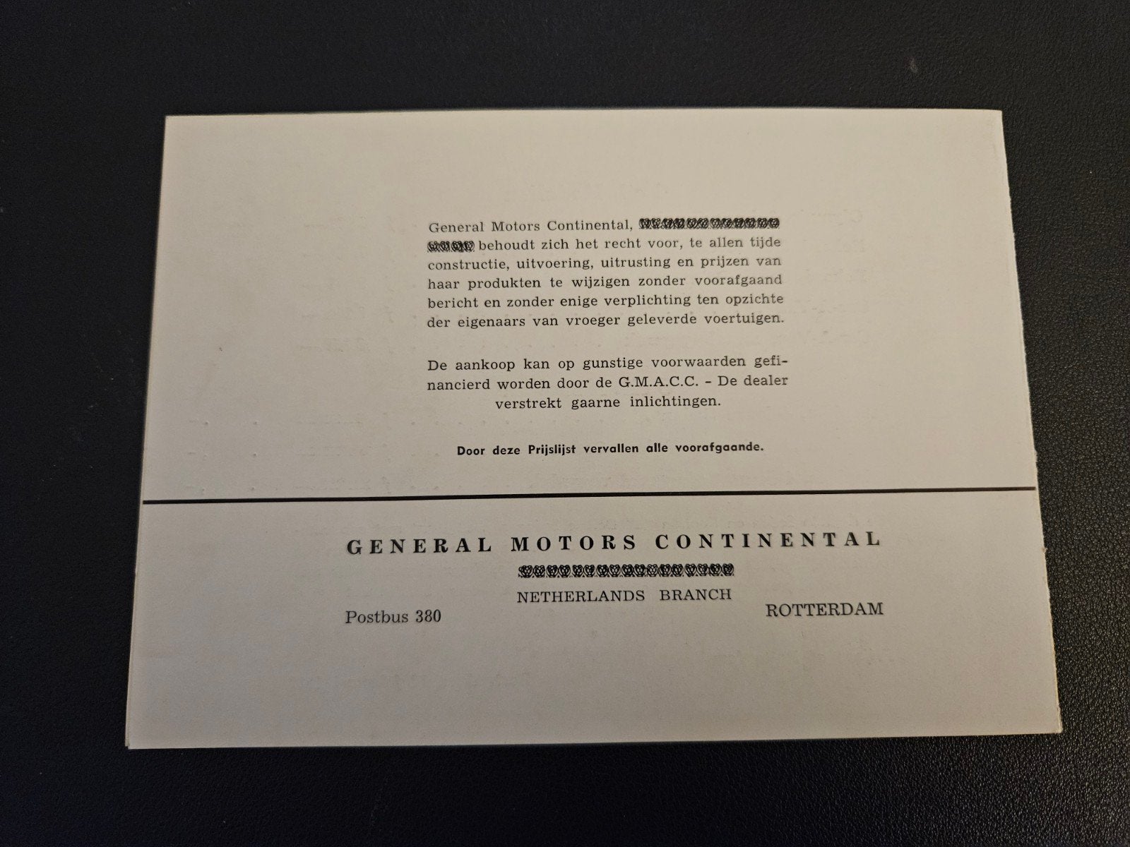 Prijslijst Opel 1958, Ophalen of Verzenden, Zo goed als nieuw, Opel